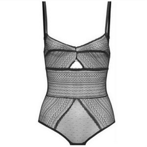 NWT Sam Edelman Sexy Lace Teddy Bodysuit Black Size S